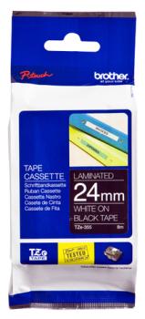 0000103557 TZE-355 LAMINATED TAPE 24MM 8M WHITE ON BLACK