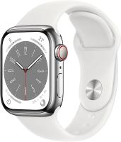 Smartphone e Tablet - Smartwatch 0000119405 APPLE WATCH SERIES 8 GPS + CELLULAR 41MM SILVER STAINLESS STEEL CASE WITH WHITE SPORT BAND - REGULAR