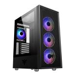 Components - Case 0000121248 Case VERTIBRA H210 - Gaming Middle Tower, 4x12cm ARGB fan, 2xUSB3, Side Panel Temp Glass