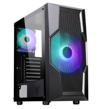 0000122103 Case OXYGEN - Gaming Middle Tower, 20cm & 12cm ARGB fan, USB3, Side Panel Temp Glass