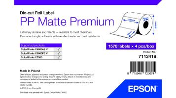 Consumabili - Carta e Rotoli 0000127048 PP MATTE LABEL PREM DIE-CUT ROLL 102X76MM 1570 LABELS