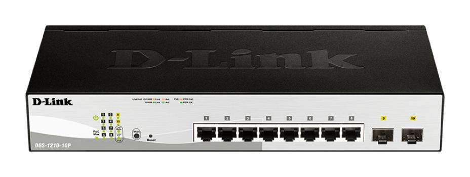 0000126401 D-LINK SWITCH 8-PORT 10/100/1000BASE-T POE + 2-PORT 1 GBPS SFP PORTS METRO ETHERNET SWITCH