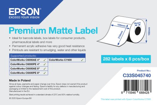 0000085489 PREMIUM MATTE LABEL DIE-CUTROLL 105MMX210MM 282 LABELS